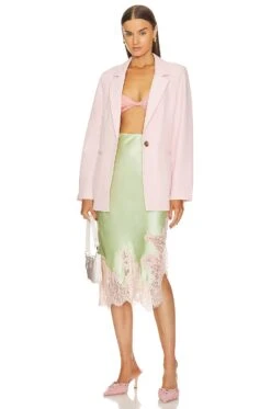 Alice + Olivia Tonia Lace Trim Mid Skirt Pistachio & Petal 9 Alice + Olivia Tonia Lace Trim Mid Skirt Pistachio & Petal -Alice + Olivia Shop ALI WQ258 V5