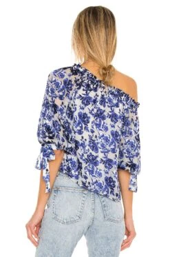 Alice + Olivia Alta Blouson Sleeve Peasant Top Forget Me Not Antique White 6 Alice + Olivia Alta Blouson Sleeve Peasant Top Forget Me Not Antique White -Alice + Olivia Shop ALI WS452 V3