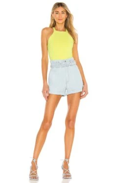 Alice + Olivia Cabot Fitted Crop Tank Neon Keylime -Alice + Olivia Shop ALI WS460 V4