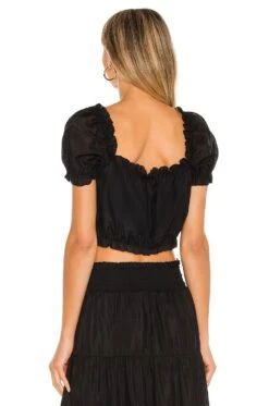 Alice + Olivia Peggy Button Down Crop Top Black 6 Alice + Olivia Peggy Button Down Crop Top Black -Alice + Olivia Shop ALI WS473 V3