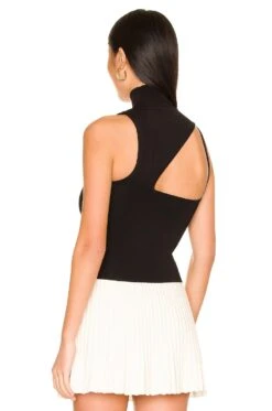 Alice + Olivia Wynn Cutout Asymmetrical Mock Neck Tank Black 6 Alice + Olivia Wynn Cutout Asymmetrical Mock Neck Tank Black -Alice + Olivia Shop ALI WS509 V3