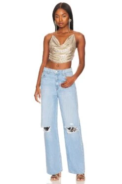 Alice + Olivia Sheena Chainmail Slip Tank Pale Gold -Alice + Olivia Shop ALI WS547 V4