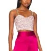 Alice + Olivia Cristi Bustier Crop Top Off White & Raspberry
