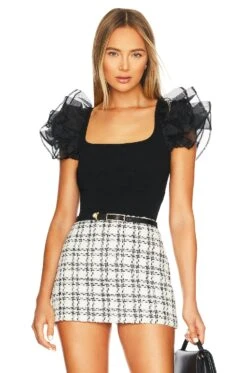 Alice + Olivia Merida Crop Top Black