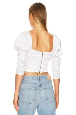 Alice + Olivia Katrice Ruched Top Off White 6 Alice + Olivia Katrice Ruched Top Off White -Alice + Olivia Shop ALI WS551 V3