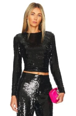 Alice + Olivia Delaina Embellished Top Black -Alice + Olivia Shop ALI WS552 V1 1