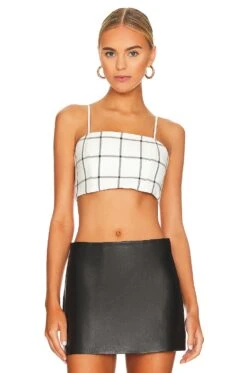 Alice + Olivia Pearle Bustier Off White & Black