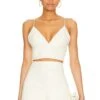 Alice + Olivia Carli Faux Leather Bra Top Ecru