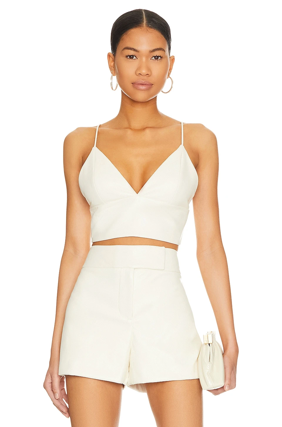 Alice + Olivia Carli Faux Leather Bra Top Ecru 1 Alice + Olivia Carli Faux Leather Bra Top Ecru