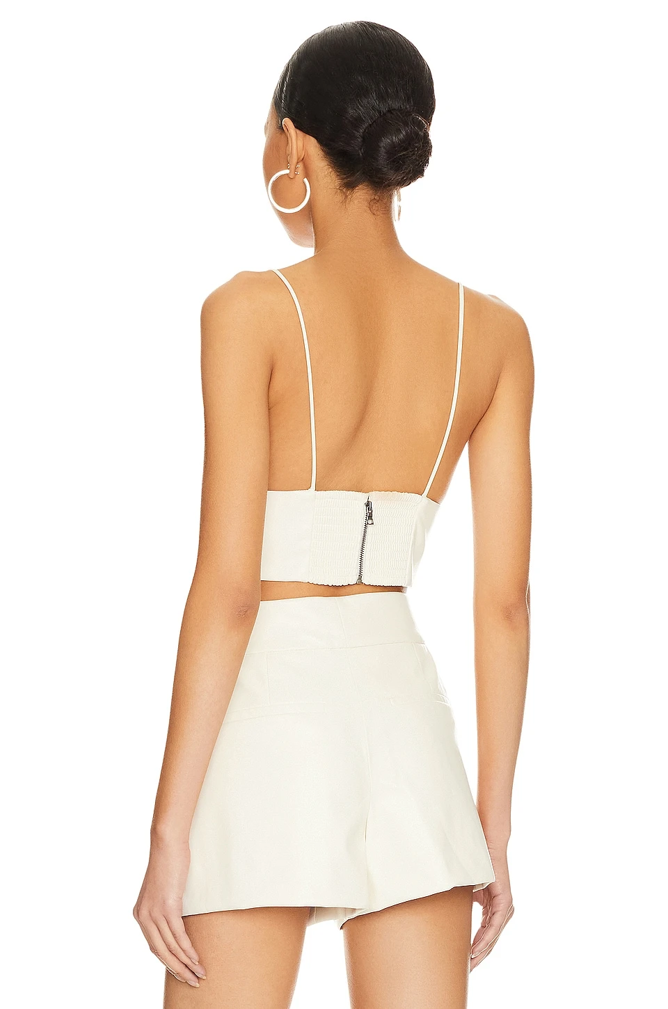 Alice + Olivia Carli Faux Leather Bra Top Ecru 3 Alice + Olivia Carli Faux Leather Bra Top Ecru - Image 3