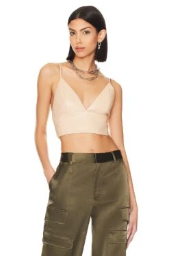 Alice + Olivia Carli Faux Leather Bra Top Ecru 10 Alice + Olivia Carli Faux Leather Bra Top Ecru -Alice + Olivia Shop ALI WS571 V1