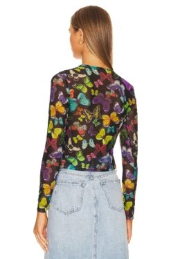 Alice + Olivia ТОП DELAINA Butterfly High Black -Alice + Olivia Shop ALI WS574 V3