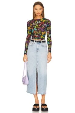 Alice + Olivia ТОП DELAINA Butterfly High Black -Alice + Olivia Shop ALI WS574 V4