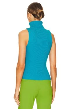 Alice + Olivia Darcey Turtleneck Sweater Tank Ocean Blue -Alice + Olivia Shop ALI WS575 V3