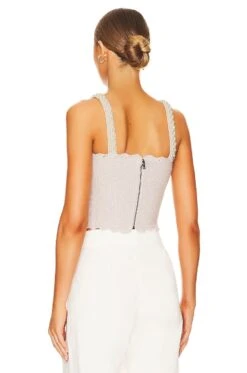 Alice + Olivia Sid Texture Tank With Pearls Sand Marl & Pearl -Alice + Olivia Shop ALI WS578 V3