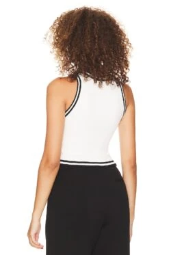 Alice + Olivia Rydel Tipped Cropped Tank Soft White & Black -Alice + Olivia Shop ALI WS579 V3