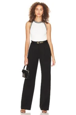 Alice + Olivia Rydel Tipped Cropped Tank Soft White & Black -Alice + Olivia Shop ALI WS579 V4