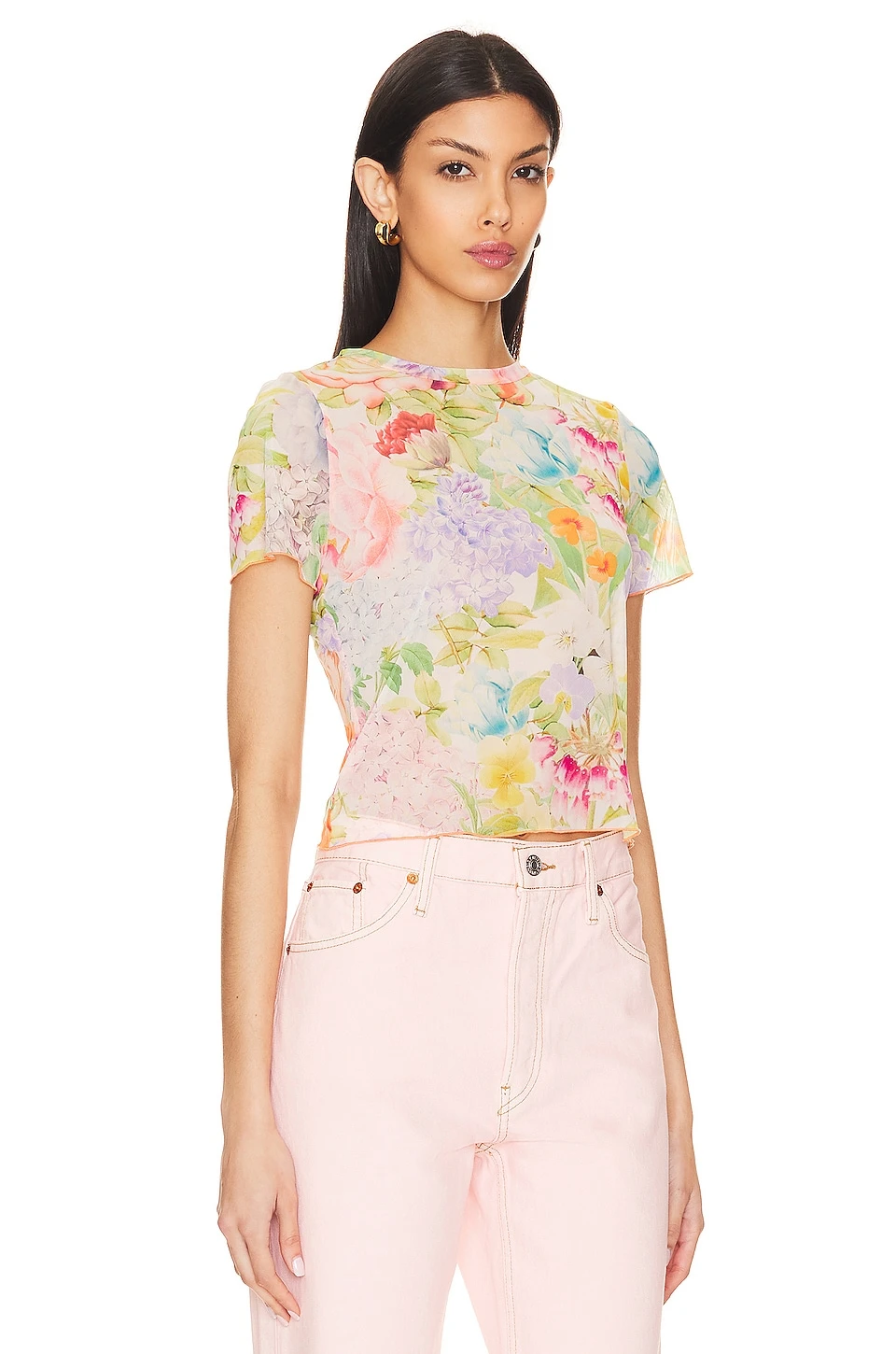 Alice + Olivia Delaina Crop Top Dawn Floral 2 Alice + Olivia Delaina Crop Top Dawn Floral - Image 2