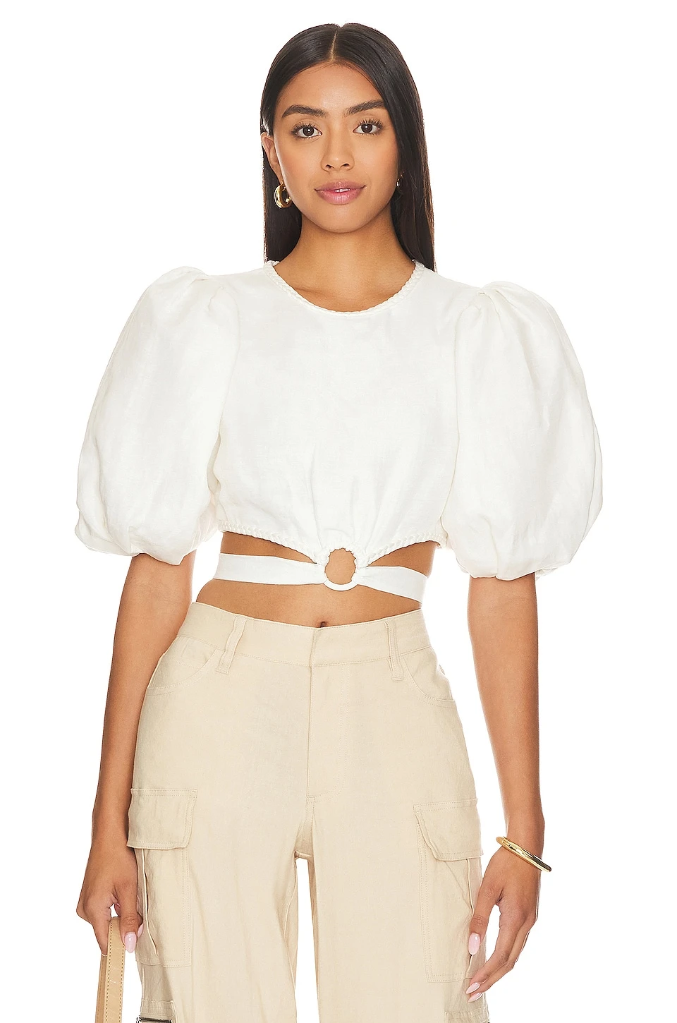 Alice + Olivia Colette Crop Top White 1 Alice + Olivia Colette Crop Top White