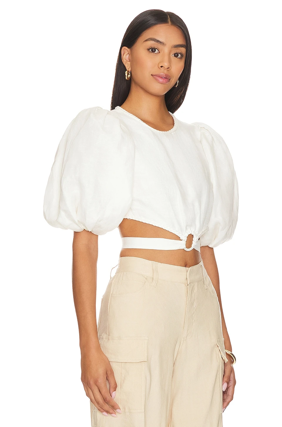 Alice + Olivia Colette Crop Top White 2 Alice + Olivia Colette Crop Top White - Image 2