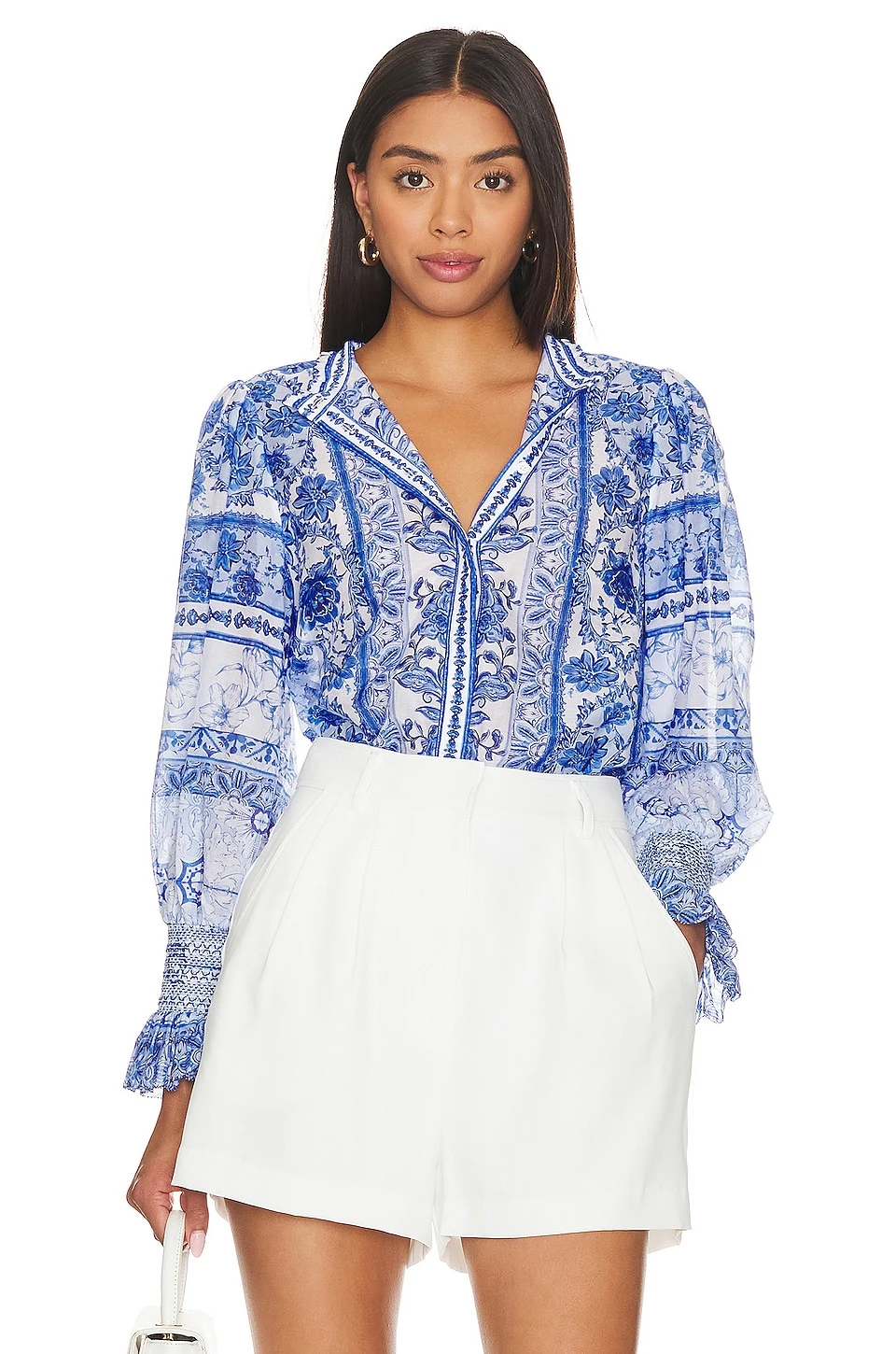 Alice + Olivia Ilan Blouse Greek Tile 1 Alice + Olivia Ilan Blouse Greek Tile
