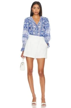 Alice + Olivia Ilan Blouse Greek Tile 7 Alice + Olivia Ilan Blouse Greek Tile -Alice + Olivia Shop ALI WS590 V4