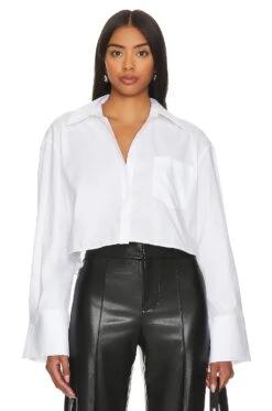 Alice + Olivia Finely Button Down Top Off White