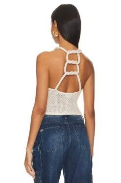 Alice + Olivia Daria Halter Top Sand -Alice + Olivia Shop ALI WS595 V4