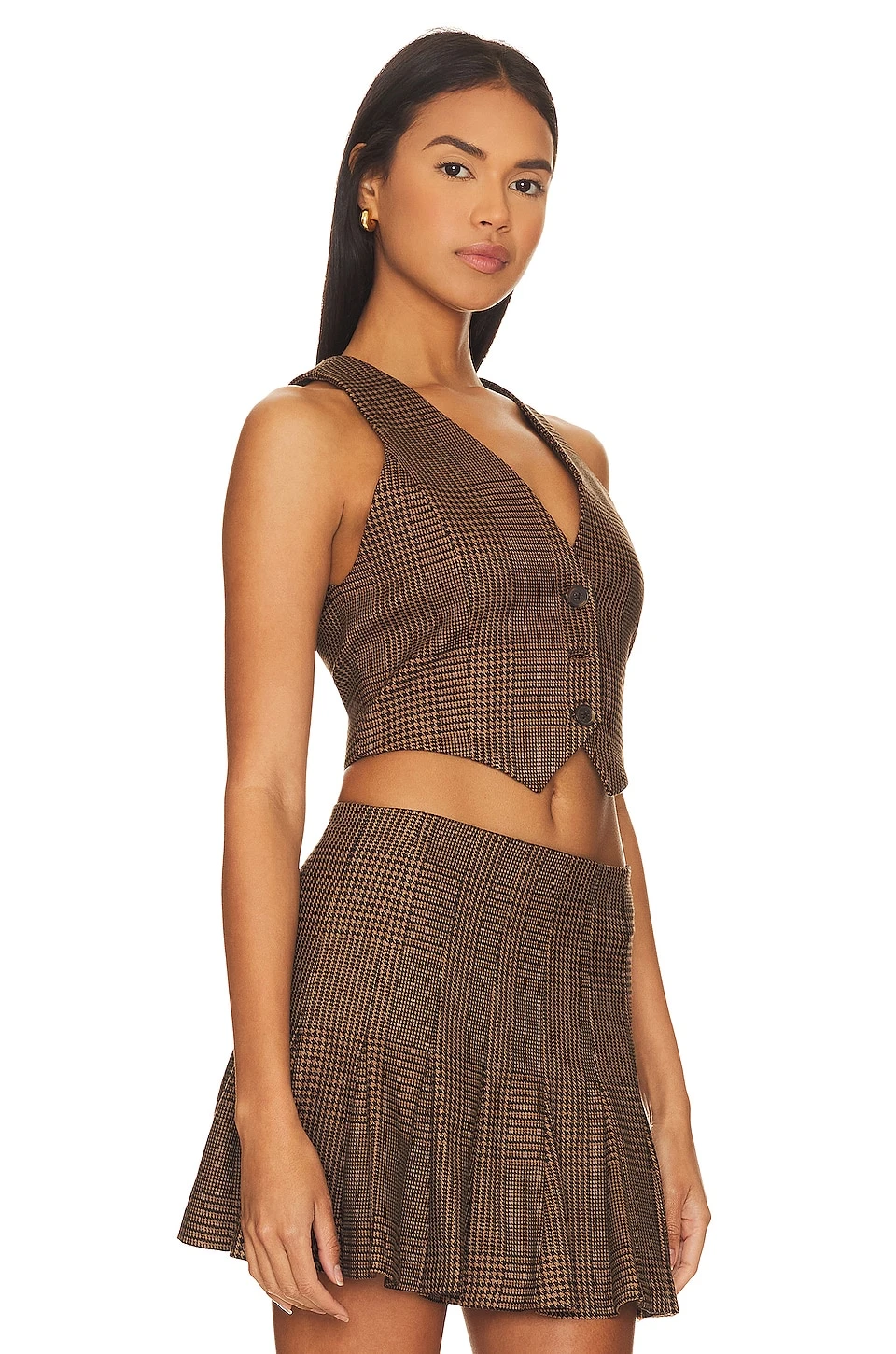 Alice + Olivia Donna Vest Camel & Black 2 Alice + Olivia Donna Vest Camel & Black - Image 2